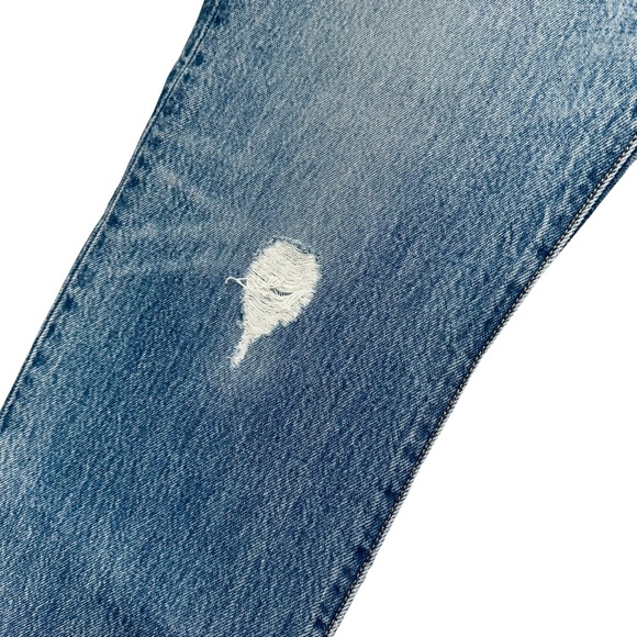 Levi’s Premium 501 High Rise Straight Leg Medium Wash Frayed / Distressed Jeans - Picture 10 of 14